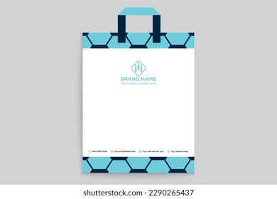 Elegant minimal blue color shopping bag template