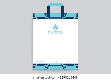 Elegant minimal blue color shopping bag template