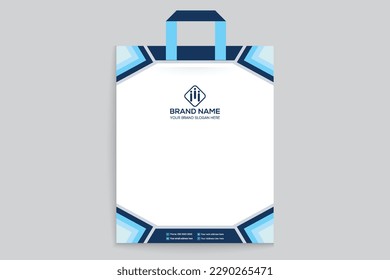 Elegant minimal blue color shopping bag template