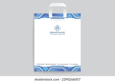 Elegant minimal blue color shopping bag template