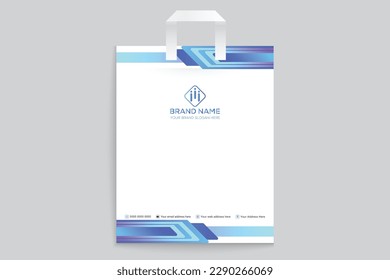 Elegant minimal blue color shopping bag template