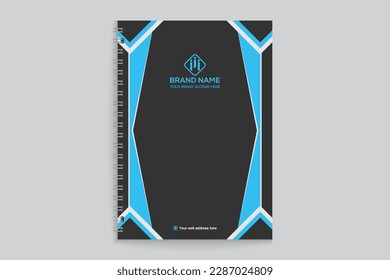 Elegante plantilla de cubierta de bloc de notas azul mínimo