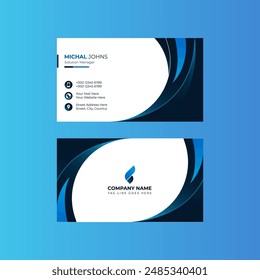 Elegant Minimal Blue and White Business Card Template