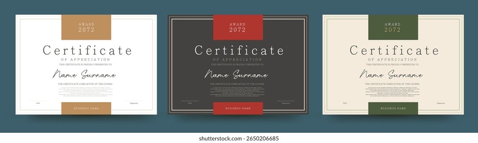 Elegant minimal certificate template with clean layout suitable for award appreciation completion or achievement in education or corporate use