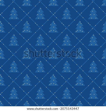 Elegant minimal Christmas vector seamless pattern with trees and dot snow. Xmas moderm rapport. Christmas pattern. Christmas trees. Wrapping paper.
