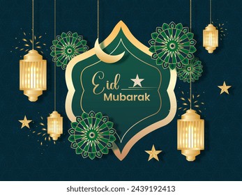 Elegant and Minimal Color Style Vector Illustraion of Islamic Eid Mubarak Festival