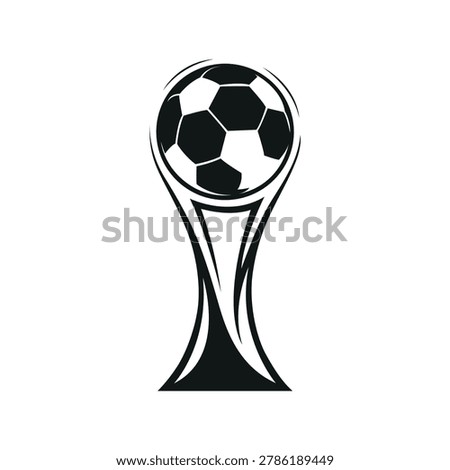 Elegant minimal football trophy vector featuring a modern soccer ball cup silhouette, perfect for sports branding, football fan merchandise, tournament graphics, apparel, stickers, and premium championship-themed designs.