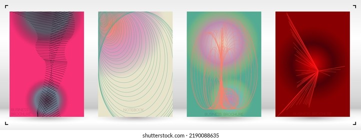 Elegant Minimal Geometric Vector Poster Design with Lines and Gradient Colorful Circles. Collection of Abstract Backgrounds for Covers, Flyers, Templates, Booklets, Cards, Brochures, Branding, etc.