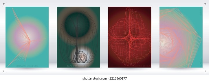 Elegant Minimal Geometric Vector Poster Design with Lines and Gradient Colorful Circles. Collection of Abstract Backgrounds for Covers, Flyers, Templates, Booklets, Cards, Brochures, Branding, etc.