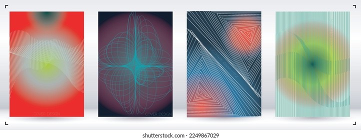 Elegant Minimal Geometric Vector Poster Design with Lines and Gradient Colorful Circles. Set of Abstract Backgrounds for Covers, Flyers, Templates, Booklets, Cards, Brochures, Branding, etc.