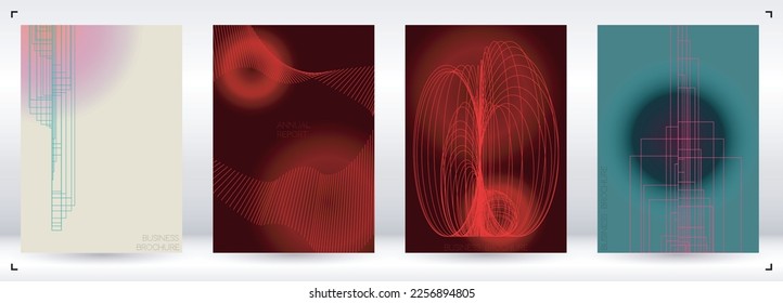 Elegant Minimal Geometric Vector Poster Design with Lines and Gradient Colorful Circles. Collection of Abstract Backgrounds for Covers, Flyers, Templates, Booklets, Cards, Brochures, Branding, etc.