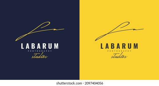 Elegant and Minimal Initial Letter L and A Logo Design with Handwriting Style. LA Signature Logo or Symbol for Wedding, Fashion, Jewelry, Boutique, Botanical, Floral or Business Identity