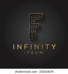 Elegant minimal letter symbol. Alphabet F logo design. Vector illustration.