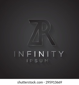 Elegant minimal letter symbol. Alphabet Z and R logo design. Vector illustration.