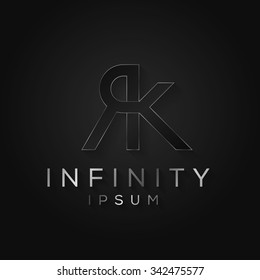 Elegant minimal letter symbol. Alphabet R and K logo design. Vector illustration.
