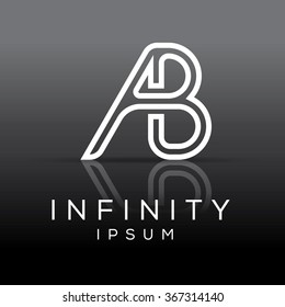 Elegant minimal letter symbol. Alphabet A and B letter combination logo design. Vector illustration.
