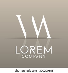 Elegant minimal letter symbol. Alphabet V and M logo design. Vector illustration.