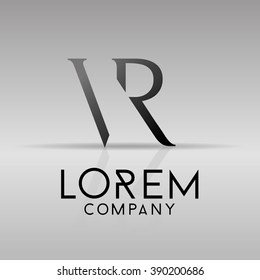 Elegant minimal letter symbol. Alphabet V and R letter combination logo design. Vector illustration.