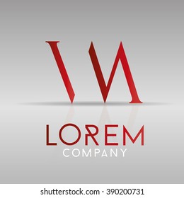Elegant minimal letter symbol. Alphabet V and M logo design. Vector illustration.
