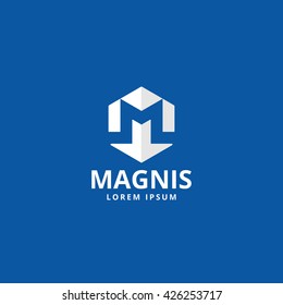 Elegant minimal letter symbol. Alphabet M logo design. Vector illustration.