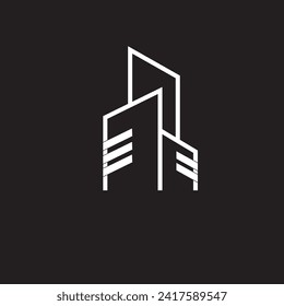 Elegant minimal line art Building logo. This logo icon incorporate with abstract rectangle shape in the creative way.