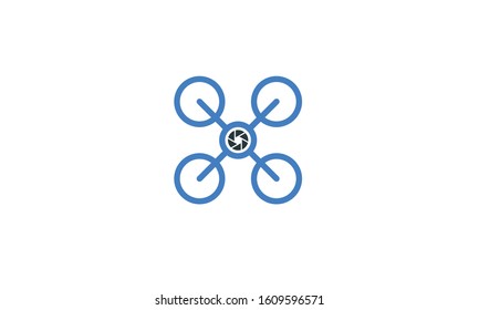 Elegant minimal line art Drone camera logo. This logo icon incorporate with Drone and aperture icon  in the creative way.