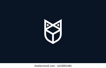 Elegant minimal line art hexagon Fox robotic logo.