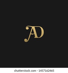 Elegant minimal luxurious AD initial based letter icon logo