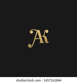 Elegant minimal luxurious AK initial based letter icon logo