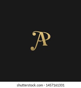 Elegant minimal luxurious AP initial based letter icon logo