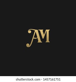 Elegant minimal luxurious AM initial based letter icon logo