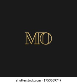 Elegante minimalista de lujo clásico de moda único color negro y dorado MO OM O M inicial de base icono de letra.