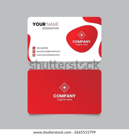 Elegant minimal Simple Business Card Layout. Modern creative name card and business card. Corporate design template, Clean professional business template, business card in red and white color.