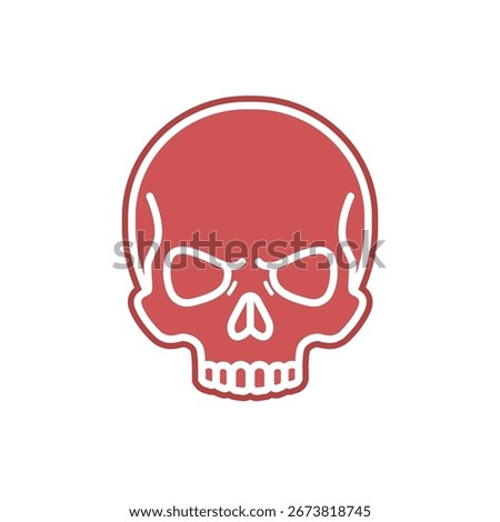 Elegant minimal skull vector icon showing warning, creepy gothic style, mortality, and danger in bold flat design for digital illustrations