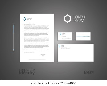 Elegant minimal style corporate identity template. Logo with letter envelope and business card design. Vector illustration.