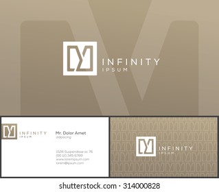 Elegant minimal style corporate identity template. Business card design. Typographic Y symbol. Vector illustration.