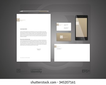 Elegant minimal style corporate identity template. Letter envelope and business card design. Typographic symbol. Vector illustration.