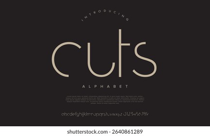 Elegant and minimal typeface with abstract cuts, ideal for fashion branding and editorial design