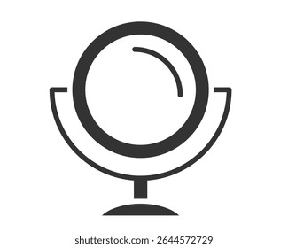 Elegant minimal vector illustration of a vanity mirror, symbolizing beauty, selfcare, reflection, and personal grooming. Perfect for beauty blogs, health websites, or design projects.