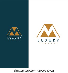 Elegante diseño minimalista de vectores M y logotipo de casa. Diseño de Logotipo Premium para la marca moderna de la empresa. 