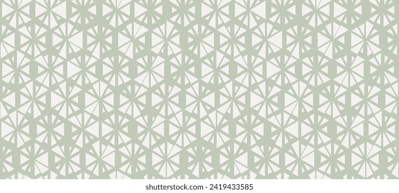 Elegante patrón vectorial mínimo sin fisuras con pequeños triángulos dispersos al azar, formas florales, rejilla hexagonal. Color verde sabio. Textura moderna. Fondo elegante con efecto de media tonalidad. Diseño geográfico