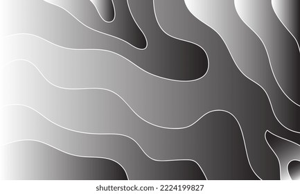 Elegant minimalist abstract black and white wavy terrain cover card background vector template. Eps10 Vector