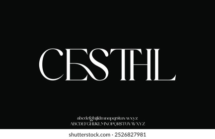 Elegant minimalist alphabet display font vector. Luxury and feminine typeface.