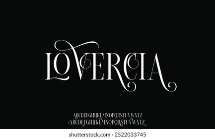 Elegant minimalist alphabet typeface display font vector. Luxury typography style alphabet illustration with numeral and lowercase