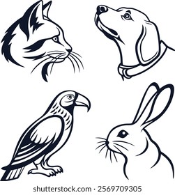 Elegant Minimalist Animal Line Art Vector Illustration Collection