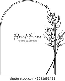 Elegant and minimalist arch floral frame for wedding card invitation