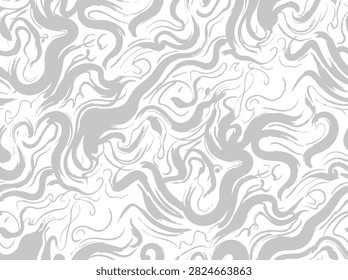 Elegant minimalist backdrop with light gray flowing lines and ethereal wispy shapes. Delicate hand painted aesthetic ideal for stationery design and tranquil interior wallpapers.