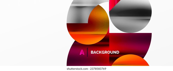 Elegant minimalist background with color metallic circles and triangles, creating harmonious composition of geometric shapes for wallpaper, banner, background, landing page