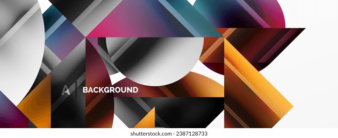 Elegant minimalist background with color metallic circles and triangles, creating harmonious composition of geometric shapes for wallpaper, banner, background, landing page