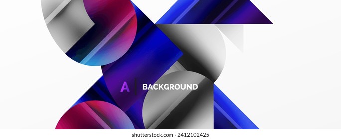 Elegant minimalist background with color metallic circles and triangles, creating harmonious composition of geometric shapes for wallpaper, banner, background, landing page